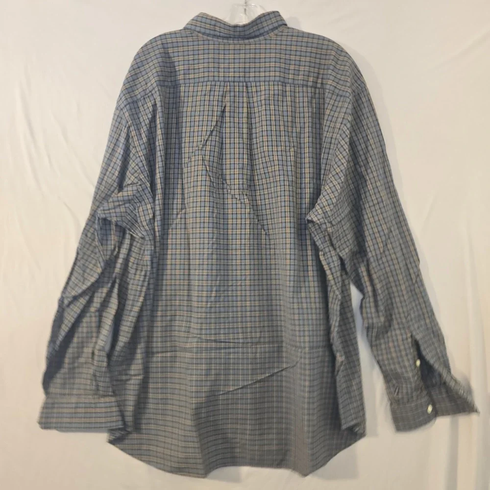Polo Ralph Lauren Button Down 2XB Men Blue Plaid Long Sleeve Pony Logo Shirt
